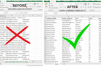 clean format, and split bulk lead sheets and database using excel, google sheets