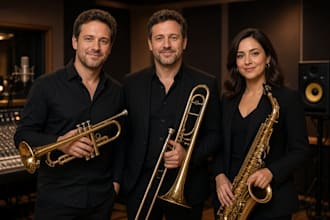 record high quality trumpet, trombone solo and brass woodwind section saxophone