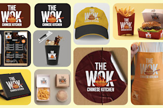 design restaurant logo, food packaging and brand identity