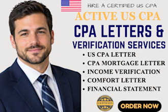 do US CPA letter, mortgage, comfort letter, CPA verification letter licensed