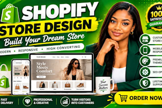 do shopify website design, create shopify store, or shopify dropshipping store