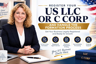 register your US llc or c corp and handle the formation process