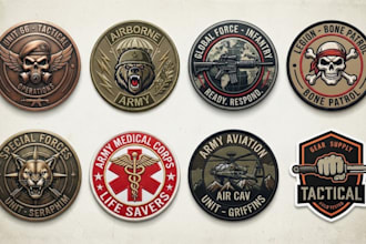 design military, tactical, army, patch, badge, sticker ,skull and circular logo