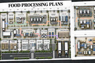 design food processing facility layouts, production workflows, cad plans