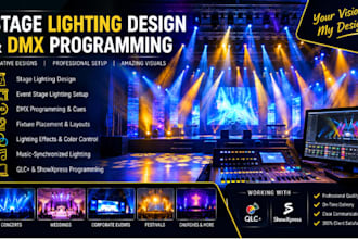 do stage lighting design and event stage lighting setup and dmx programming