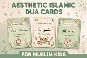 design aesthetic islamic dua cards for muslim kids