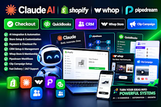 claude ai shopify whop checkout pipedream quickbook CRM whop store clip campaign