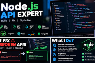 fix your node js api bugs or jwt authentication issues fast