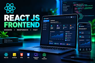 develop a modern responsive react js frontend website