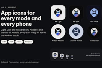 design your app icon for ios 27 and android, light, dark, tinted and clear