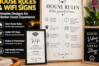 design printable house rules and wifi signs for your airbnb