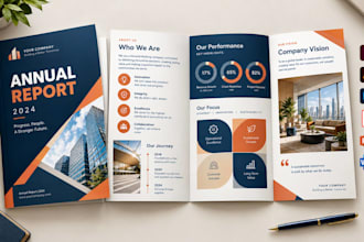 design annual report, corporate brochure, corporate report and booklet