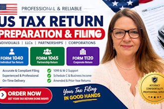 prepare and file US tax returns 1040 1065 1120
