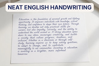 write neat english handwriting for notes and assignments