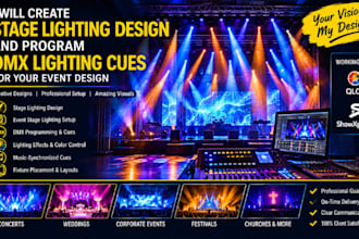 create stage lighting design and program dmx lighting cues for your event design