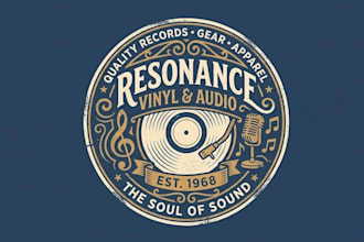 make music store vintage logo design for your brand