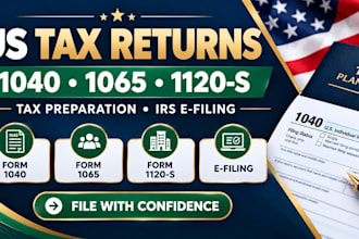 prepare and efile US tax return 1040 1065 1120s to irs