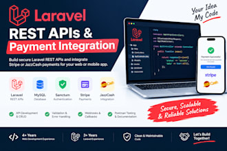 build laravel rest apis and integrate payment gateways stripe paypal jazzcash