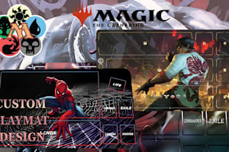 design custom halloween christmas tcg playmat, anime playmat and card game art