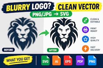 vectorize your logo, convert png jpg to svg and redraw vector