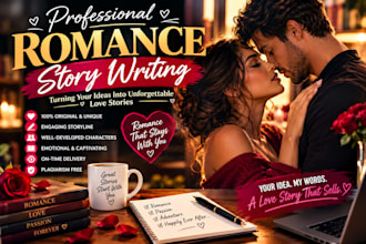 write, rewrite fiction story as romance ghostwriter, ebook, romance book editor