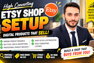 setup esty shop, esty digital products, top listings