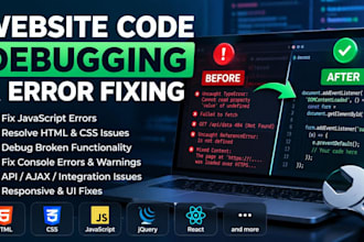 debug your website code and fix errors and issues