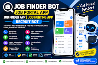 do job finder bot ,job portal app ,job finder app, job hunting app, recruit bot