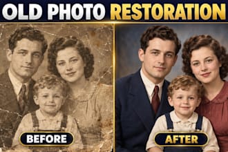 restore old damaged photos, repair scratches and colorize them