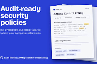 write iso 27001 and soc 2 information security policies for startups