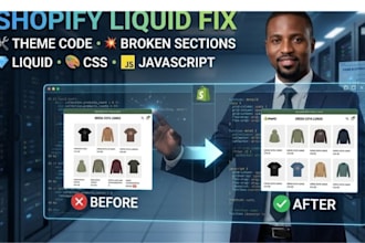 fix shopify liquid errors, theme code, broken sections