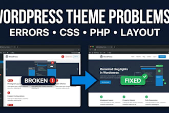fix wordpress theme problems, errors and layout issues