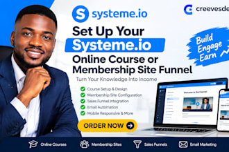 set up your systeme io online course or membership site funnel