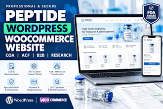 build coa wordpress woocommerce research peptide fda website online shop age pop