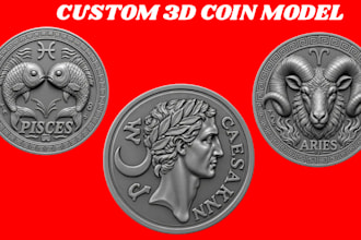 sculpt 3d coin model, challenge coin, bas relief medallion and cnc design stl