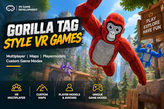 create gorilla tag VR multiplayer, maps, playermodel and custom game modes