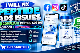 fix peptide ads issues, compliant peptide ads on facebook instagram and tiktok