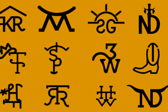 design western cattle brand, ranch brand, and livestock logo