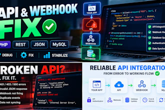 debug and fix API and webhook issues in PHP