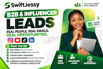 provide youtube, instagram, tiktok influencer leads, b2b leads