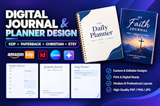 design redesign digital journal, planner, christian kdp paperback journal, esty