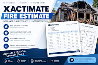deliver xactimate fire estimate, insurance claim estimate and xactimate sketch