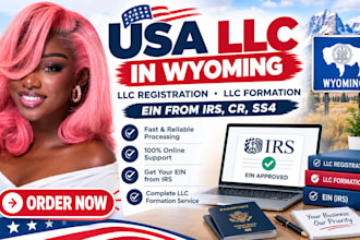 usa llc in wyoming USA llc registration llc formation ein from irs, cr, ss4