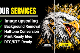 do image upscaling background removal and halftone for dtf dtg