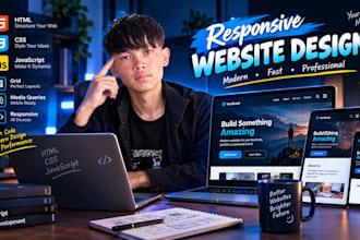build html css javascript responsive website