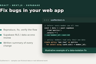 fix a reproducible react nextjs or supabase app bug