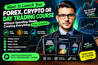 create forex, crypto and stock market trading courses with video content