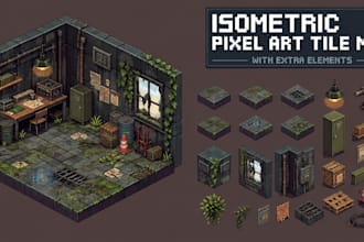 isometric pixel art isometric game art props pixel 2d sprite sheet tileset
