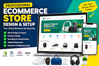 build e commerce store, design layout, and list products