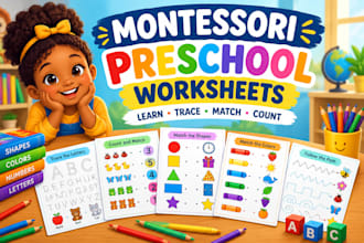 design montessori preschool worksheets and kids activity books